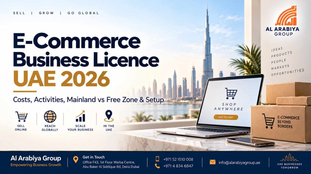 E-Commerce Business Licence UAE 2026: Costs, Activities, Mainland vs Free Zone & Setup